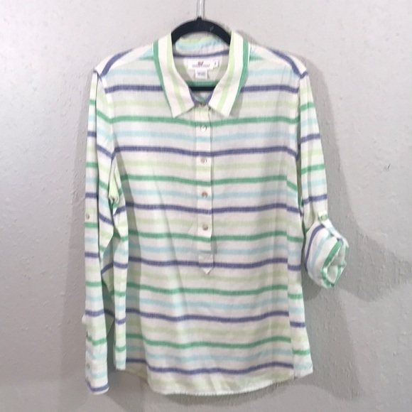 Vineyard Vines Gustavia Stripe Linen/Cotton Blend Popover size 16 - Picture 1 of 8